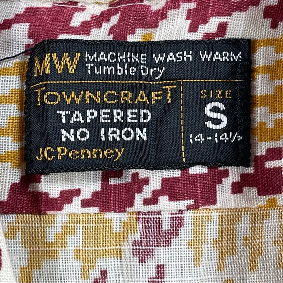 Towncraft by JCpenny 📌 VINTAGE size small maroon & gold houndstooth button down - Picture 5 of 5